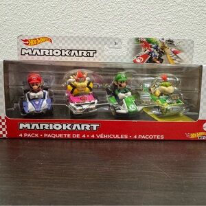 Hot Wheels Mario Kart 4 Characters and Karts Die-cast Cars Luigi, Bowser, Jr, Ma